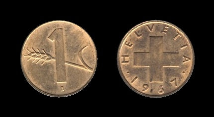 Switzerland Švicarska 1 Rappen 1967