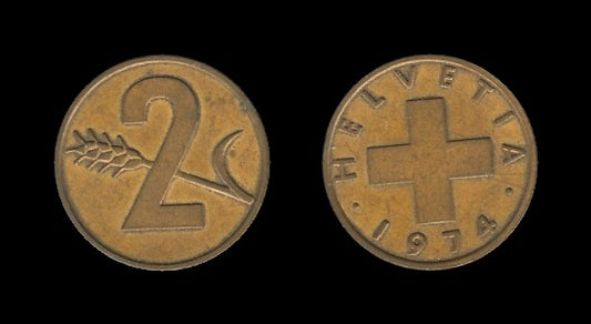 Switzerland Švicarska 2 Rappen 1974