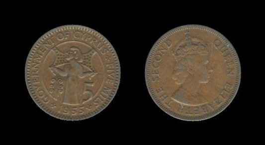 Cyprus Cipar 5 Mils 1955 – Queen Elizabeth II