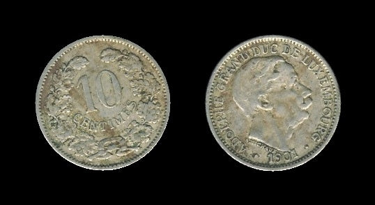 Luxembourg Luksemburg 10 Centimes 1901