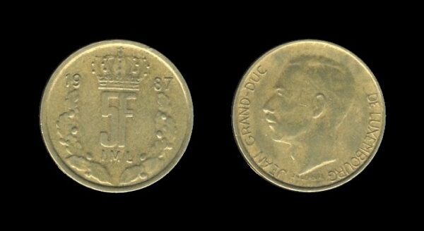 Luxembourg Luksemburg 5 Francs 1987