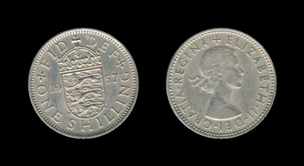 United Kingdom Velika Britanija 1 Shilling 1957 E – Queen Elizabeth II