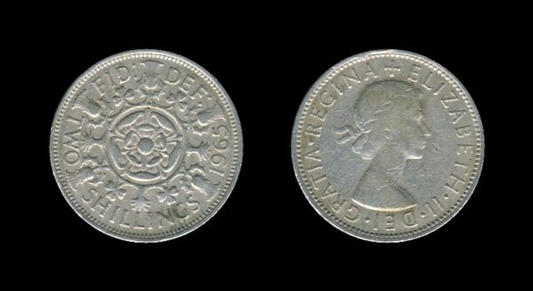 United Kingdom Velika Britanija 2 Shillings 1965 – Queen Elizabeth II