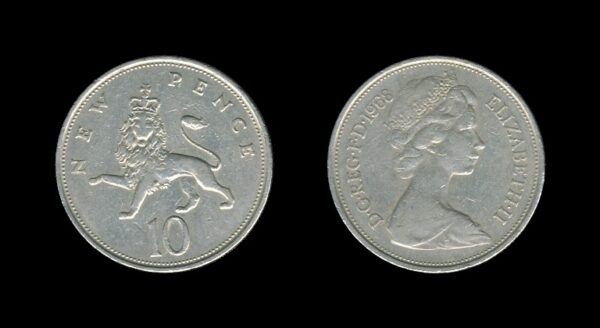 United Kingdom Velika Britanija 10 New Pence 1968 – Queen Elizabeth II