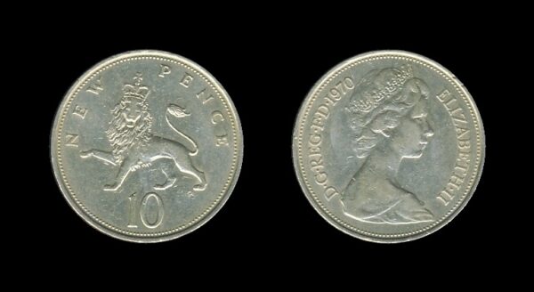 United Kingdom Velika Britanija 10 New Pence 1970 – Queen Elizabeth II