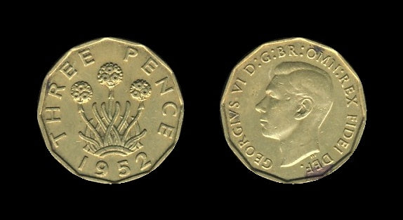 United Kingdom Velika Britanija 3 Pence 1952