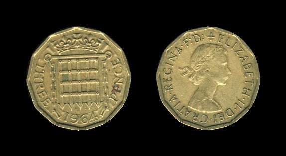 United Kingdom Velika Britanija 3 Pence 1964 – Queen Elizabeth II