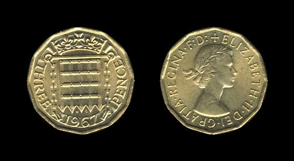 United Kingdom Velika Britanija 3 Pence 1967 – Queen Elizabeth II