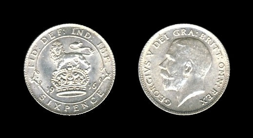 United Kingdom Velika Britanija 6 Pence 1916