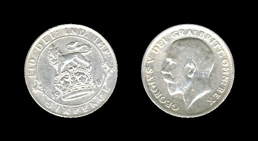 United Kingdom Velika Britanija 6 Pence 1918