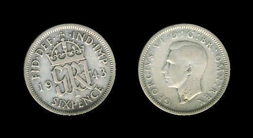 United Kingdom Velika Britanija 6 Pence 1943