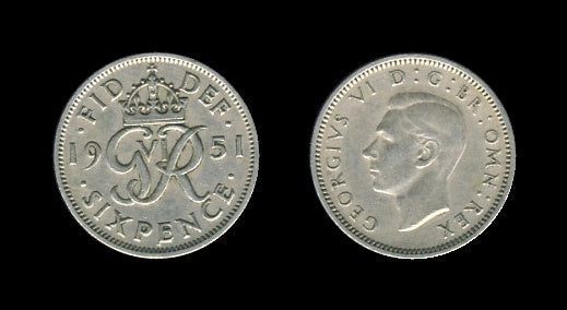 United Kingdom Velika Britanija 6 Pence 1951