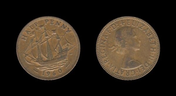 United Kingdom Velika Britanija 1/2 Penny 1960 – Queen Elizabeth II