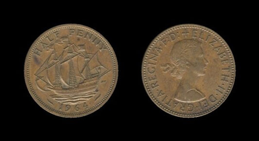 United Kingdom Velika Britanija 1/2 Penny 1964 – Queen Elizabeth II