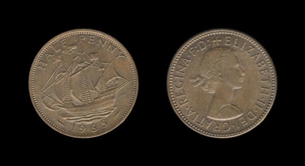 United Kingdom Velika Britanija 1/2 Penny 1965 – Queen Elizabeth II