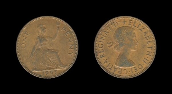 United Kingdom Velika Britanija 1 Penny 1963 – Queen Elizabeth II