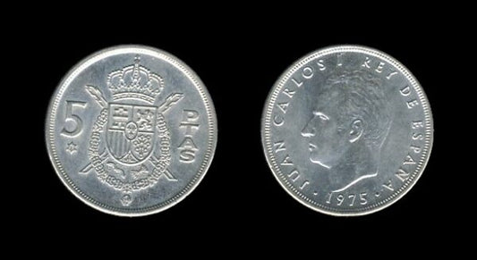 Spain Španjolska 5 Pesetas 1975