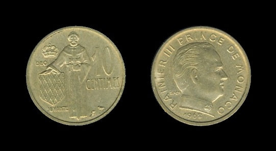 Monaco Monako 10 Centimes 1962