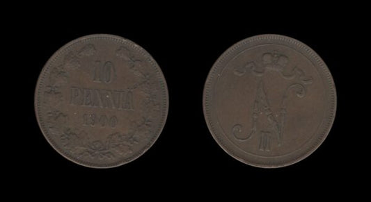 Finland Finska 10 Pennia 1900 – Nikolai II