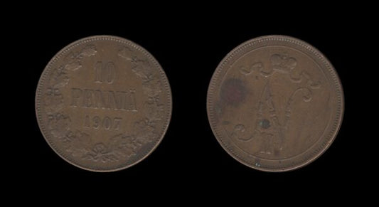 Finland Finska 10 Pennia 1907 – Nikolai II