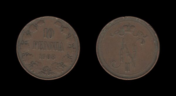 Finland Finska 10 Pennia 1908 – Nikolai II