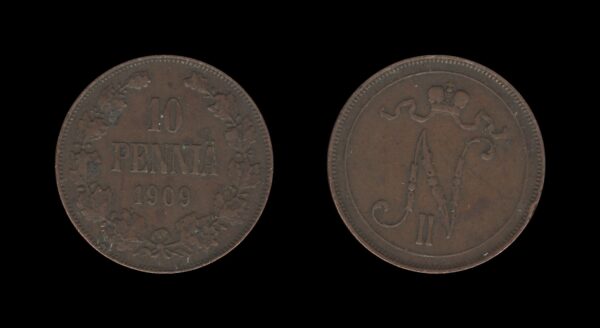 Finland Finska 10 Pennia 1909 – Nikolai II