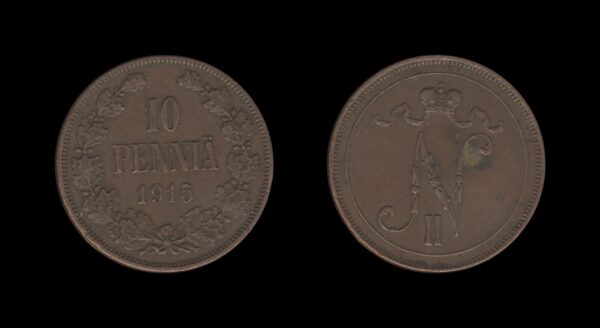 Finland Finska 10 Pennia 1915 – Nikolai II