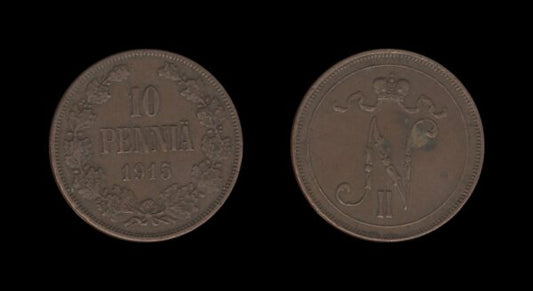 Finland Finska 10 Pennia 1915 – Nikolai II