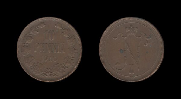 Finland Finska 10 Pennia 1916 – Nikolai II