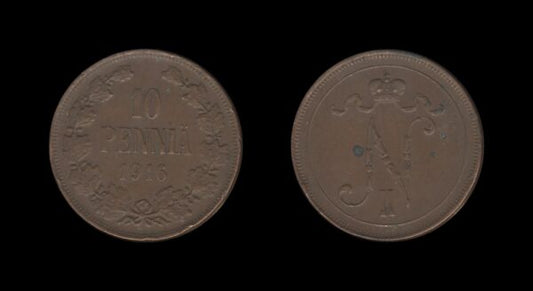 Finland Finska 10 Pennia 1916 – Nikolai II