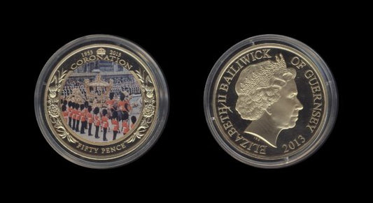 Guernsey 50 Pence 2013 – 60th Anniversary of Coronation – Queen in State Coach – Queen Elizabeth II