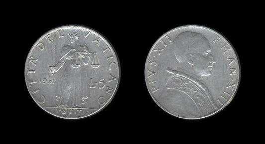 Vatican City Vatikan 5 Lire 1951 – Pivs XII