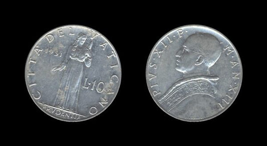 Vatican City Vatikan 10 Lire 1951 – Pivs XII