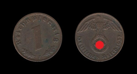 Njemačka Germany 3. Reich 1 Reichspfennig 1937 F