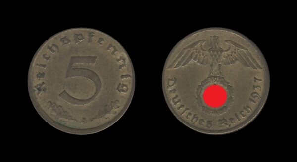 Njemačka Germany 3. Reich 5 Reichspfennig 1937 A