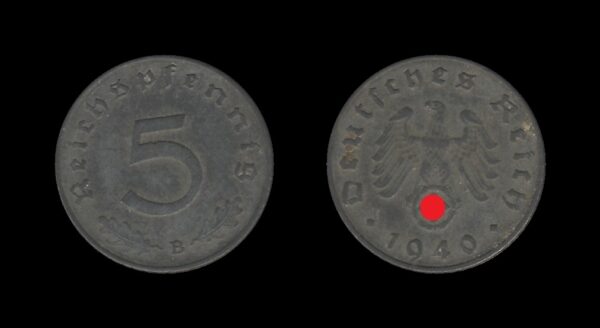 Njemačka Germany 3. Reich 5 Reichspfennig 1940 B