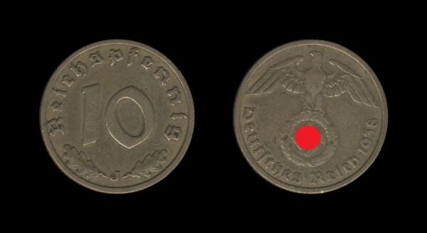 Njemačka Germany 3. Reich 10 Reichspfennig 1938 J