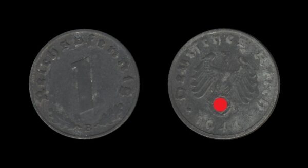 Njemačka Germany 3. Reich 1 Reichspfennig 1944 B