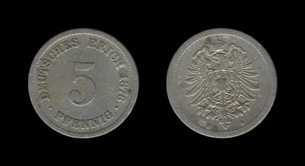 Njemačka Germany 5 Pfennig 1876 B – Wilhelm I