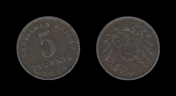 Njemačka Germany 5 Pfennig 1918 A – Wilhelm II