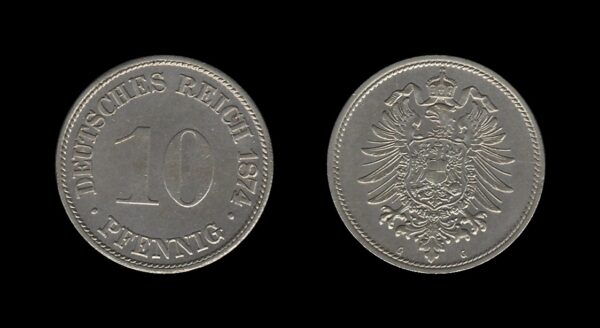 Njemačka Germany 10 Pfennig 1874 G – Wilhelm I