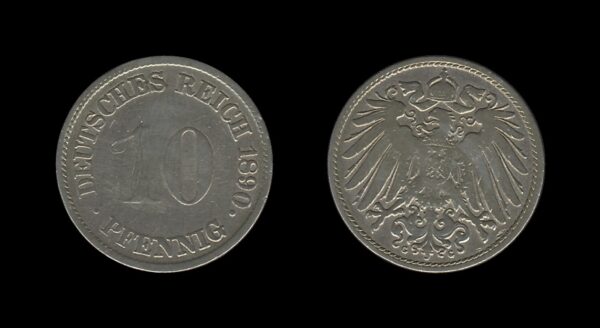 Njemačka Germany 10 Pfennig 1890 G – Wilhelm II