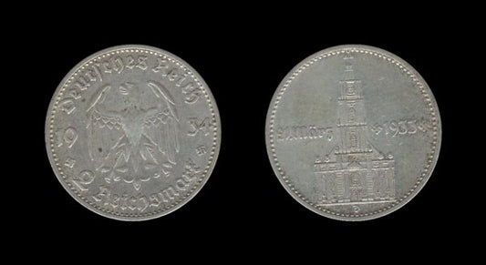 Njemačka Germany 3. Reich 2 Reichsmark 1934 D – Potsdam Garrison Church