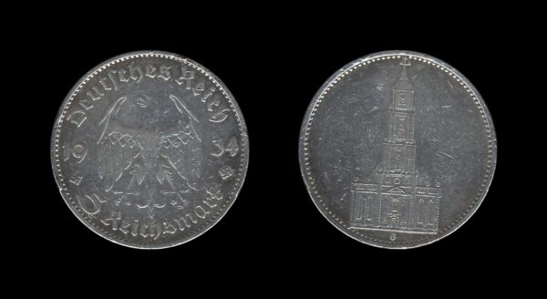 Njemačka Germany 3. Reich 5 Reichsmark 1934 G – Potsdam Garrison Church