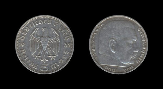 Njemačka Germany 3. Reich 5 Reichsmark 1935 D – Paul von Hindenburg