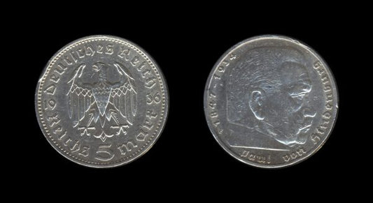 Njemačka Germany 3. Reich 5 Reichsmark 1936 F – Paul von Hindenburg