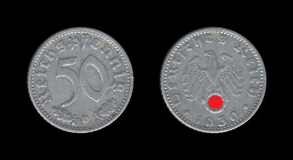 Njemačka Germany 3. Reich 50 Reichspfennig 1939 D