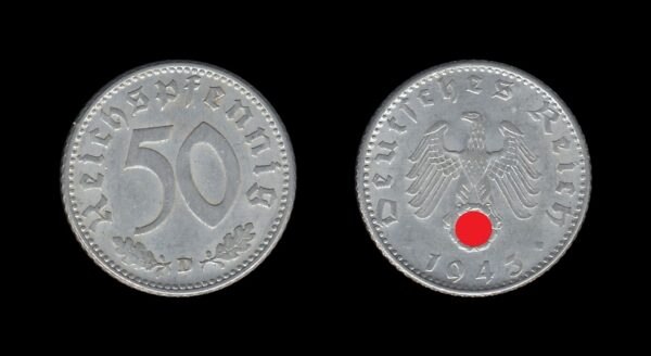 Njemačka Germany 3. Reich 50 Reichspfennig 1943 D