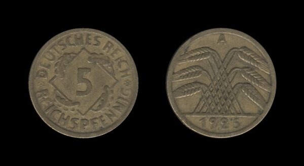 Njemačka Gemrany Weimar Republic 5 Reichspfennig 1925 A