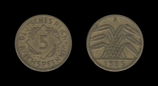 Njemačka Gemrany Weimar Republic 5 Reichspfennig 1925 A